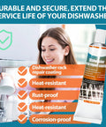White Dishwasher Rack Repair Kit 1.7oz Coating With Rust Touch Up Paint, Food Safe Waterproof And High Low Temperature Resistant, Vinyl Rack Rust Fix For Dishwashers, Includes Brushes, Nozzles, Scraper And Sander tube displayed