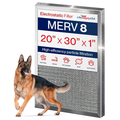 20x30x1 Go To Electrostatic Air Filter MERV 8 Washable And Reusable Furnace HVAC Filter with dog, energy saving