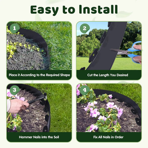 4 Inch By 33 Foot Landscape Edging Kit With 100 Spikes For Lawn Borders Garden Beds Pathways And Yards Flexible Plastic Border Edge Easy Install steps