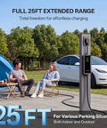 Level 2 EV Charger With 40A NACS, 25Ft Extension Cord, WiFi Smart App, 240V NEMA 14 50 Plug, Works With All Tesla Models S X 3 Y outdoors