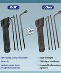 Comparison of Beefy Spare Tire Tool Kit with another model for Toyota Tundra and Sequoia 2007-2021, highlighting quality differences.