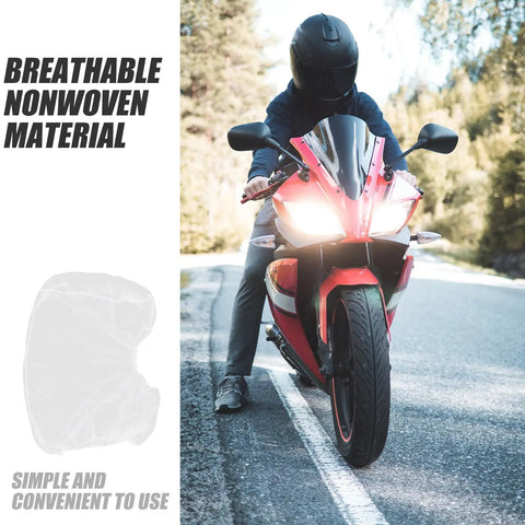 50 Pack White Disposable Nonwoven Space Hood Caps For Snagging Hair Tight And Keeping Kitchens Spotless Straight Up Durable Gear on a motorcycle.