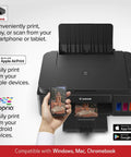 Wireless Supertank All In One Printer With Copier And Scanner Delivers Flawless Mobile Printing And Huge Refillable Ink Tanks that shows printing from a smartphone.