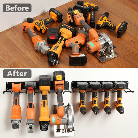 Heavy Duty Drill Holder Wall Mount 2 Pack Metal Tool Organizer Rack Set For Garage Storage Anti Slip Power Tool Hangers
