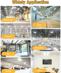 Solid Kick Butt Lighting 4Ft Led Linear High Bay 400W 60000 Lumen Shop Fixture Super Clear 5000K Daylight Beam in warehouse and gym settings.