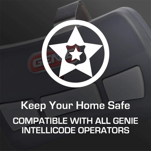 Close-up of Three Button Garage Door Opener Remote For Intellicode 390MHz Works With Up To Three Genie Openers Replacement GITR3
