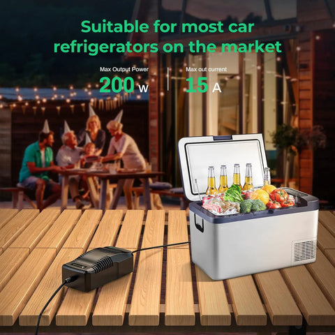 Portable 180W Car AC To DC Converter With 12V Cigarette Lighter Output And 11V To 14V Emulation For Car Gadgets, powers mini fridge