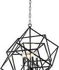 Four Light Black Chandelier For Sloped Ceilings 27x27x29 Inches Incandescent Or LED Dimmable UL And CUL Listed Chain Included