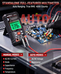 Three In One Multimeter And Cable Tracer Kit with digital display, testing circuit board, and manual auto modes visible