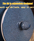 Close-up of the lid of the solid ceramic rice container with a tight seal, showcasing its blue texture and smooth design.