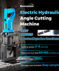 Bonvoisin 1500W Hydraulic Angle Iron Steel Cutter Fast Cutting Up To 60Mm Wide Range Portable Electric Power Tool for precise angle cuts.