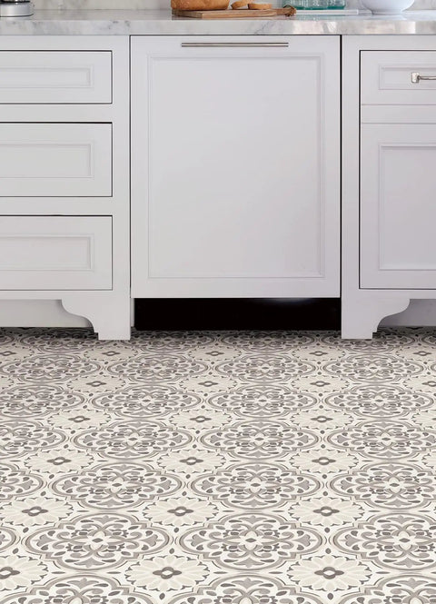 Grey And Cream Peel And Stick Vinyl Floor Tiles For A Modern Farmhouse Vibe No Tools Needed Easy Install With Permanent Adhesive