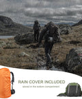 Hikers using Waterproof 50L Hiking Backpack With Rain Cover Lightweight 45 Plus 5 Liter Daypack in rainy terrain