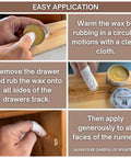 Heavy Duty Wood Drawer Wax And Premium Slide Lubricant That Gets Stubborn Cabinets Rolling Like Butter while applying wax on drawer tracks.