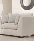 Solid Wood Furniture Legs Set With L Shaped Bed Risers installed on beige sofa boosting clearance for easy cleaning.