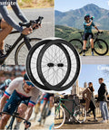 Road Bike Carbon Wheelset 700c Disc Brake Center Lock Thru Axle 45 50 53mm Depth 25mm Width For 8 9 10 11 Speed