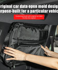 Hands installing Toyota Land Cruiser Rear Side Window Hanging Bag Organizer For 2024 2025 2026 LC250 Prado Canvas Storage Box Interior Organizer Durable Tear Resistant Tuning Accessory 1 Left Side Bag