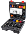 22 Piece Cooling System Pressure Tool Kit With Precision Leak Detection Pump And Universal Expandable Adapters For Cars And Trucks To Handle Any Leak Without Breaking A Sweat in sturdy carrying case.