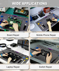 Extra Large 23.7x13.8 Inch Soldering Mat With ESD Wrist Strap Kit used for electronics repair applications.