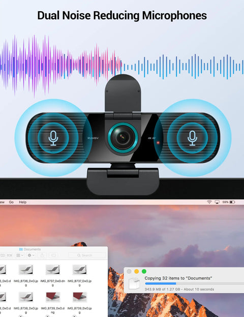 4K Ultra HD Webcam With Dual Mics Wide Angle Lens Privacy Cover And Tripod Stand For PC And Laptop Autofocus Plug And Play