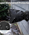 Heavy Duty Outdoor Faucet Cover With Winter Freeze Protection Waterproof Insulated Hose Bib Socks on a wall during rain.