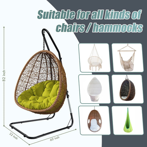 Heavy Duty Hammock Chair Stand With Adjustable Steel Frame Built To Last, Weatherproof And Rust Resistant Swing Stand, 330 Lb Capacity