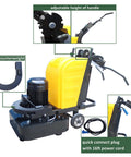Electric Concrete Floor Grinder Polishing Machine With Dry And Wet Type Sander Buffer 25 Inch Working Width 12 Discs Can Be Installed Renovates Old Floors 220 Volts with adjustable handle and accessories.