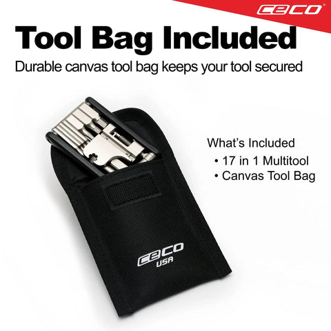 Ultra Slim 17 Function Bike Tool With Chain Breaker in case pouch