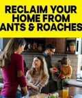 Family in kitchen, reclaim your home from ants & roaches, Ant And Roach Killer Spray For Home Use Fragrance Free 17.5 Oz 2 Count.