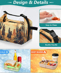 Design details of Cowboy Theme Insulated Lunch Bag For Women And Men, Large 9.4x6.7x9.8 inch lunch tote, reusable leakproof cooler