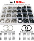 Internal Circlip Snap Ring Set M8-M24 C Type Retaining Clips In Black 304 Stainless Steel, assorted box with 1000 pieces