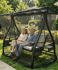 Outdoor Mosquito Netting For Swing And Patio Three-Person Large Net With Zipper And Waterproof Roof Tent UV Guard High-Density Mesh