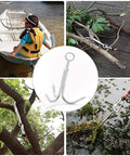 Three Size Stainless Steel Grappling Hook Set With Three Claws for anchor retrieval and outdoor use in various scenarios.