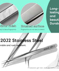 Ultra Precision Stainless Steel Tweezers Set With Two Pieces For Gundam And Scale Models, features 420J2 steel and mirror finish.