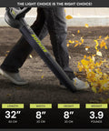 Person using All Purpose Electric Leaf Blower With 6 Amp Motor, 155 MPH Air Velocity, 260 CFM for clearing leaves