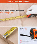16 ft tape measure from All-In-One 45-Piece Laminate Flooring Tools Kit With Pro Grade Pull Bar, Tapping Block, 40 Spacers, Mallet