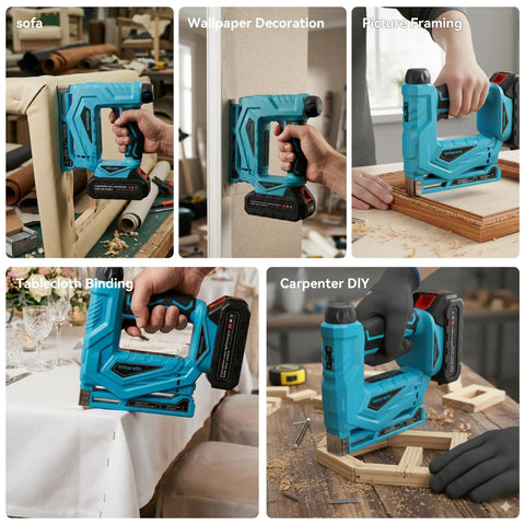 Heavy Duty 2 In 1 Cordless Brad Nailer And Stapler Combo With 18 Volt Battery No Sweat Upholstery And Diy Woodworking Smooth Operator Includes 2000 Staples And 18 Gauge Nails For Pros