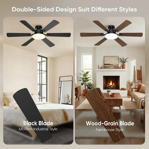 Smooth As Butter 52 Inch Ceiling Fan With Slick App And Remote Controls Featuring Whisper Quiet Motor Six Sleek Blades Dimmable Led Glow for different decor styles.