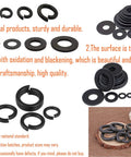 400 Piece Washer Kit With Flat And Spring Lock Washers In M3 M4 M5 M6 M8 Sizes, Carbon Steel Black Finish displayed in layers