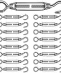 16 Piece Beefy Stainless Steel Turnbuckle Hook And Eye Kit M6 M5 M4 Heavy Duty Cable Tension Hardware for Cables and Wire Rope