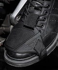 Heavy Duty Rubber Motorcycle Shifter Pad Anti Slip Gear Lever Grip on black sneaker protecting gear lever from wear.