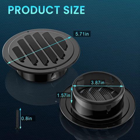 4 Inch Black Stainless Steel Soffit Vent Cover With Mesh Screen For Round Exhaust Vent Indoor Outdoor Use In Homes Offices Factories Two Pack Built To Last Heavy Duty All Weather Rust Resistant Easy Install