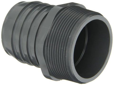 PVC Tube Fitting Adapter Schedule 40 Gray 1 Inch Barbed To NPT Male For Straight Run From NPT Pipe To Schedule 40 PE Tubing