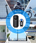 Ridiculously Loud 113dB Vibration Anti Theft Alarm With Remote For Electric Bikes Motorcycles Golf Carts Trailers And More Waterproof Home Security Sensor For Doors Mailboxes And Garage, black alarm and remote