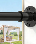 No Drill No Screw Adjustable Tension Curtain Rod 31 To 112 Inches Matte Black Heavy Duty Spring Pole mounted on wall