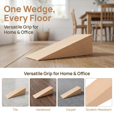 20 Pack Wooden Door Stop Wedges For Carpeted Floors Triangular Non Slip Heavy Duty Door Stoppers on hardwood surface