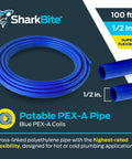 Blue One Half Inch PEX A Flexible Water Tubing 100 Feet For Hot And Cold Potable Water Systems Easy Bend With Fewer Fittings