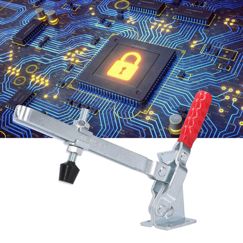 GH101 D15 180Kg Vertical Toggle Clamp For Woodworking And Welding Jigs Heavy Duty Iron Construction with circuit board background