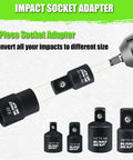 4-piece impact socket adapter set converting different drive sizes, including 1/2 to 3/8 and 3/8 to 1/4