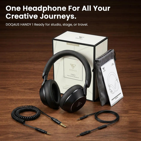 Over Ear Studio Monitor Headphones For Recording And Mixing, Closed Back, 50mm Drivers, Dual 6.35mm And 3.5mm Jacks